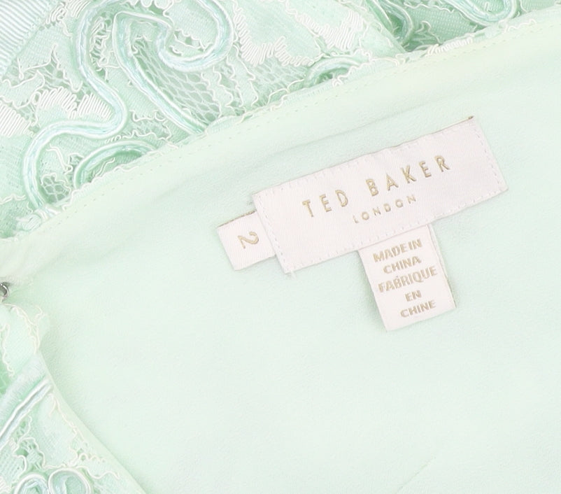Ted Baker Women's Green Fit & Flare Dress Size 6