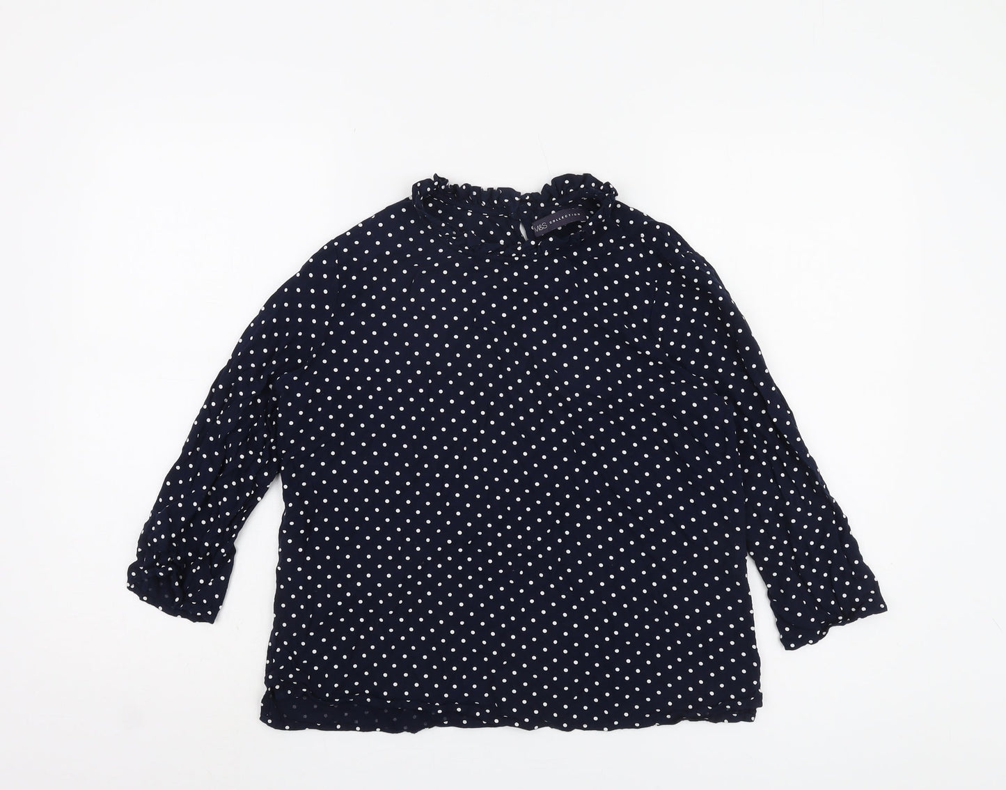 Marks and Spencer Women's Blue Polka Dot Blouse Size 12