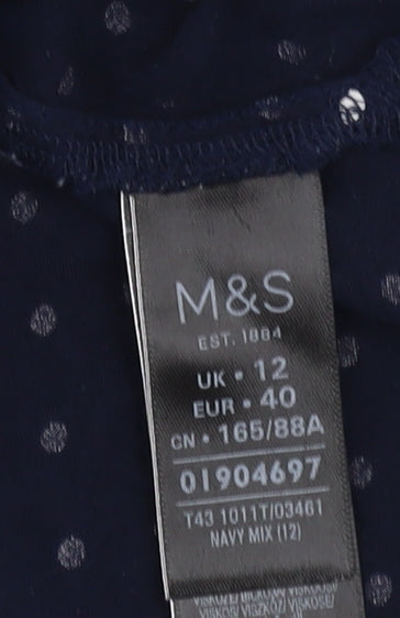 Marks and Spencer Women's Blue Polka Dot Blouse Size 12