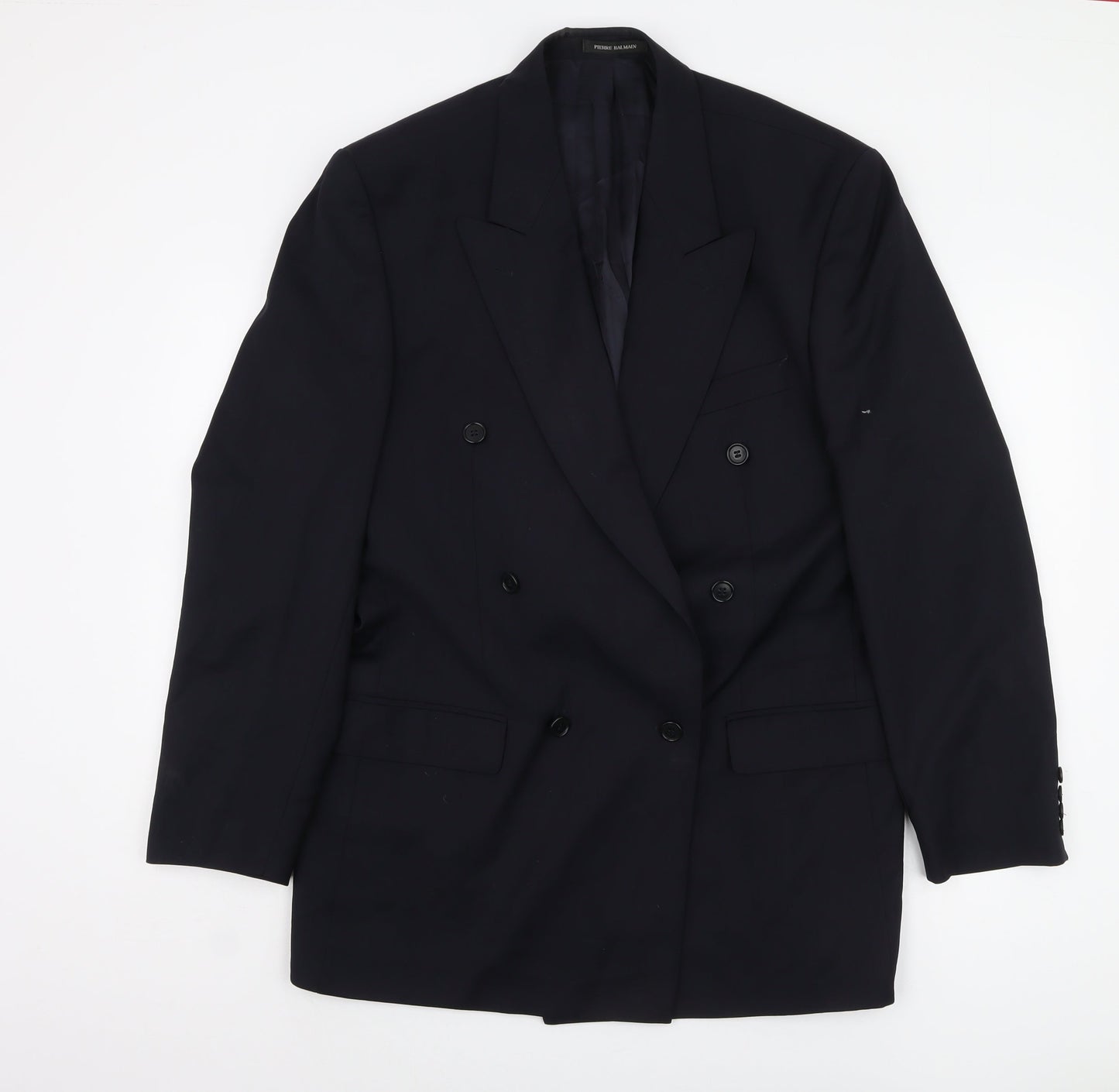 Pierre Balmain Men's Blue Wool Double-Breasted Blazer 40L
