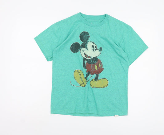 Disney Women’s Green T-Shirt M - Casual Cartoon Crew Neck