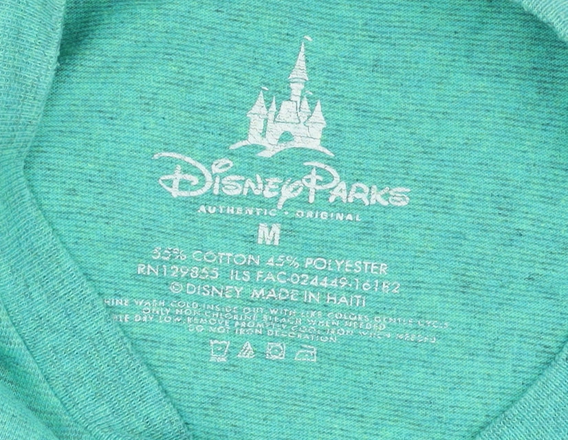 Disney Women’s Green T-Shirt M - Casual Cartoon Crew Neck