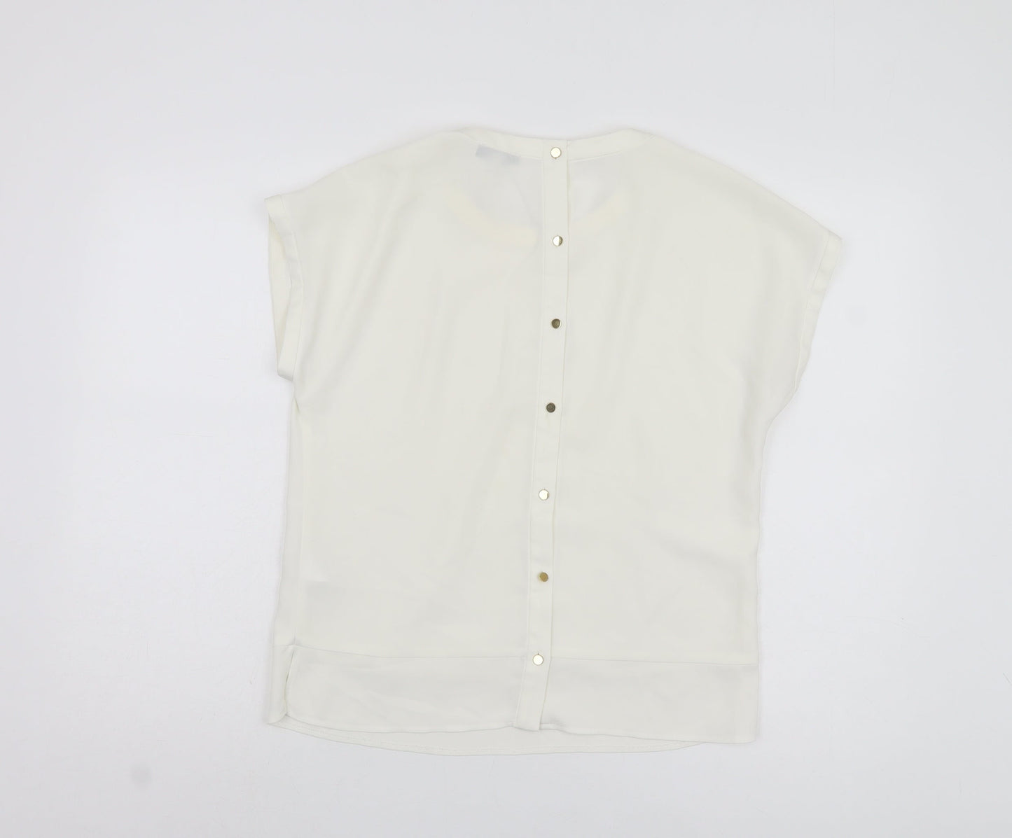 Reiss Women's White Blouse UK 8 Button Accent
