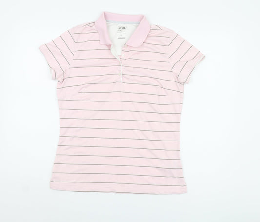 Adidas Women's Pink Striped Polo, Size 12