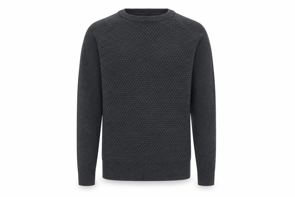 Howick Men's Black Waffle-Knit Pullover Jumper S