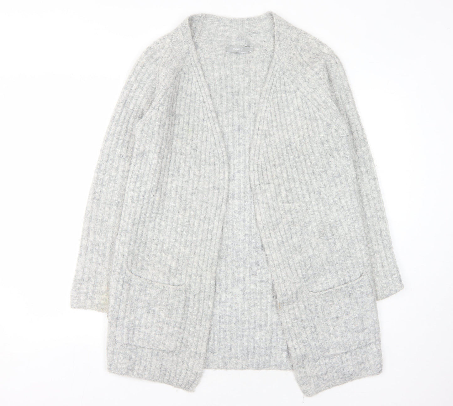 Fransa Women's Grey Chunky-Knit Cardigan, Size S