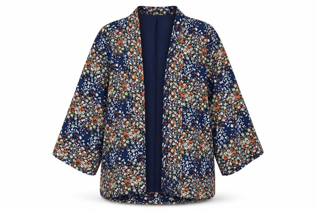 Front view of Yumi girls’ floral kimono jacket multicoloured 13-14 years