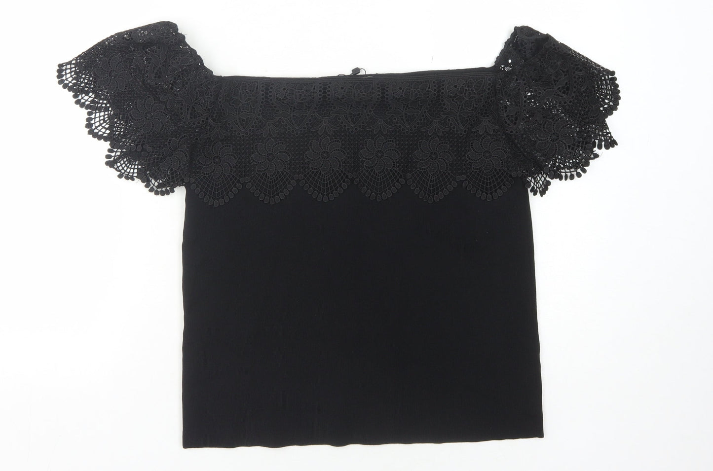 Lipsy Black Off-the-Shoulder Lace Women's Blouse Size 16
