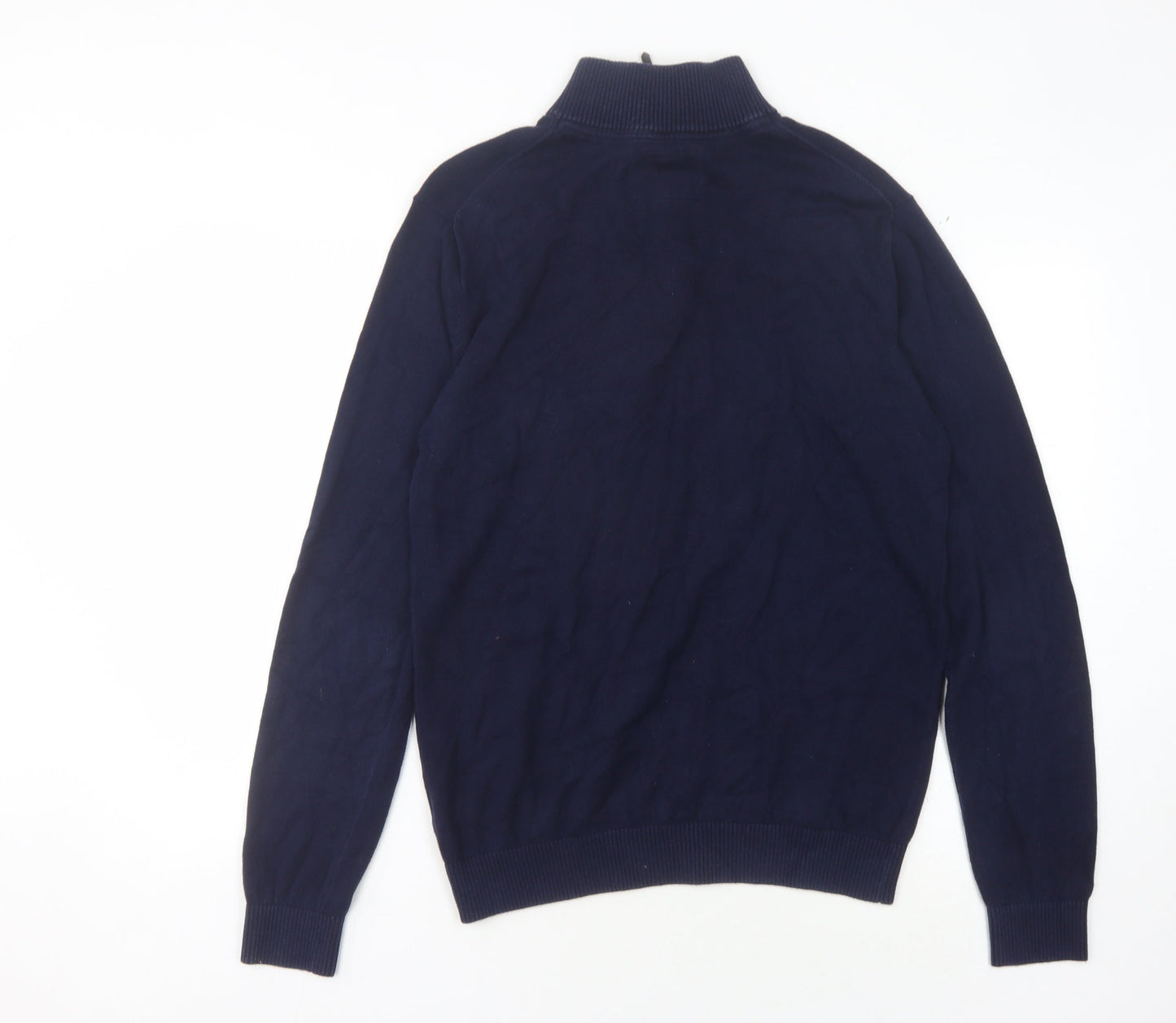 Joules Men's Blue S Full Zip Jumper, High Neck, Cotton