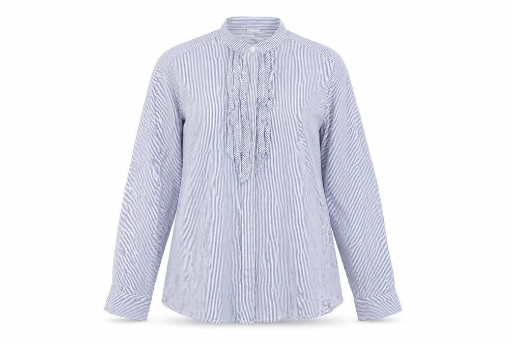 Cotton Traders Women Blue Stripe Button-Up Shirt Size 12