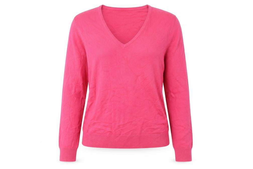 Marks and Spencer Women's Pink V-Neck Jumper, Size 14