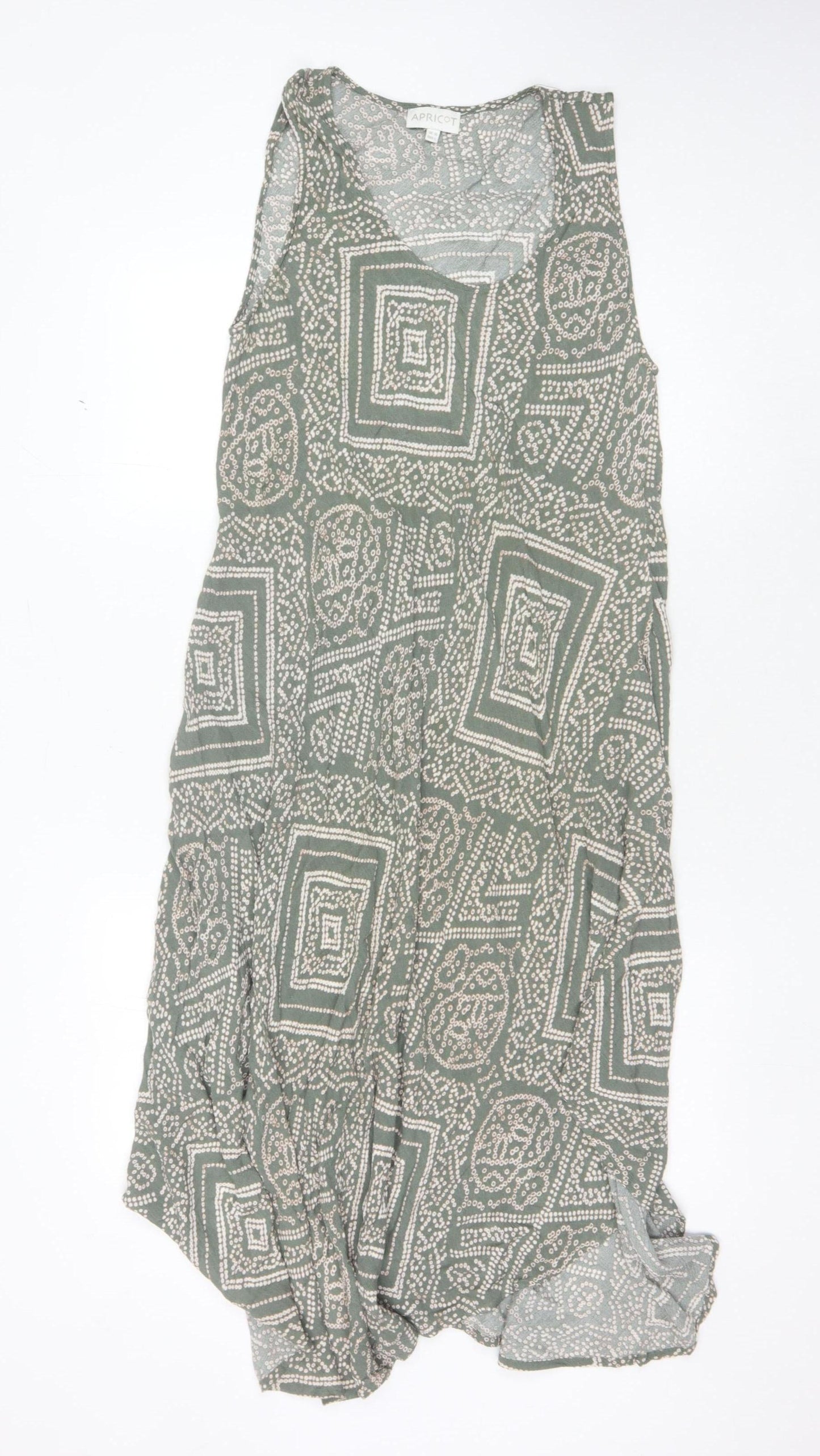 Apricot Green Geometric Sleeveless Dress Size 14