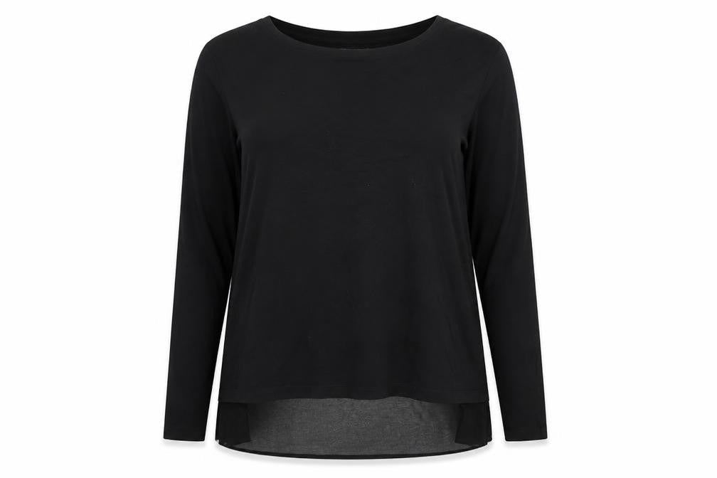 Warehouse Women's Black Long Sleeve Crew Neck Top