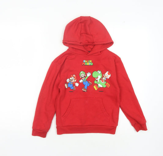 Super Mario Boys Red Pullover Hoodie 6-7 Years Cartoon Graphic