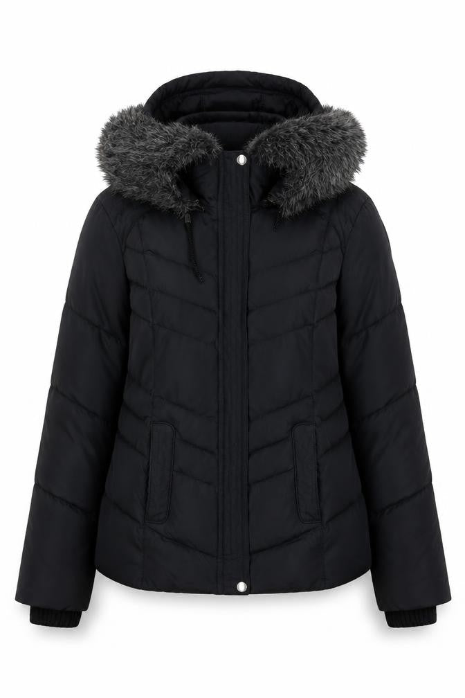 Per Una Women's Black Puffer Jacket M with Hood