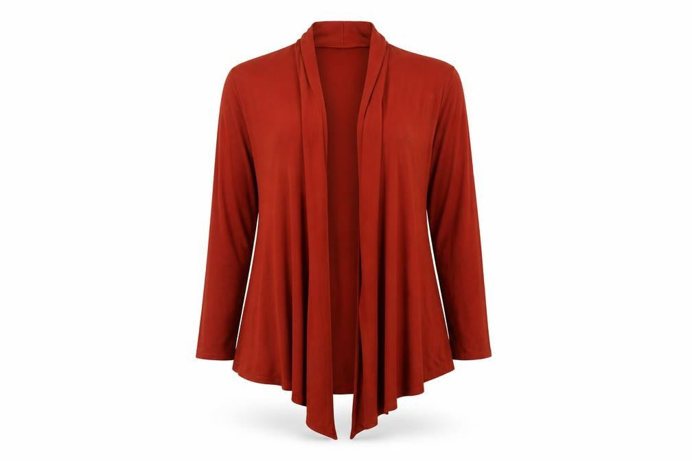 Saloos Women's Red Open Front Cardigan, M, Long Sleeve, Viscose Blend