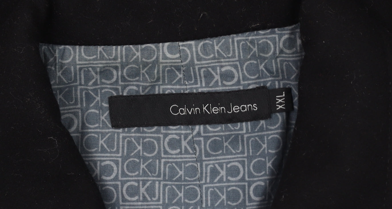 Calvin Klein Men's Black Overcoat 2XL, Business Casual