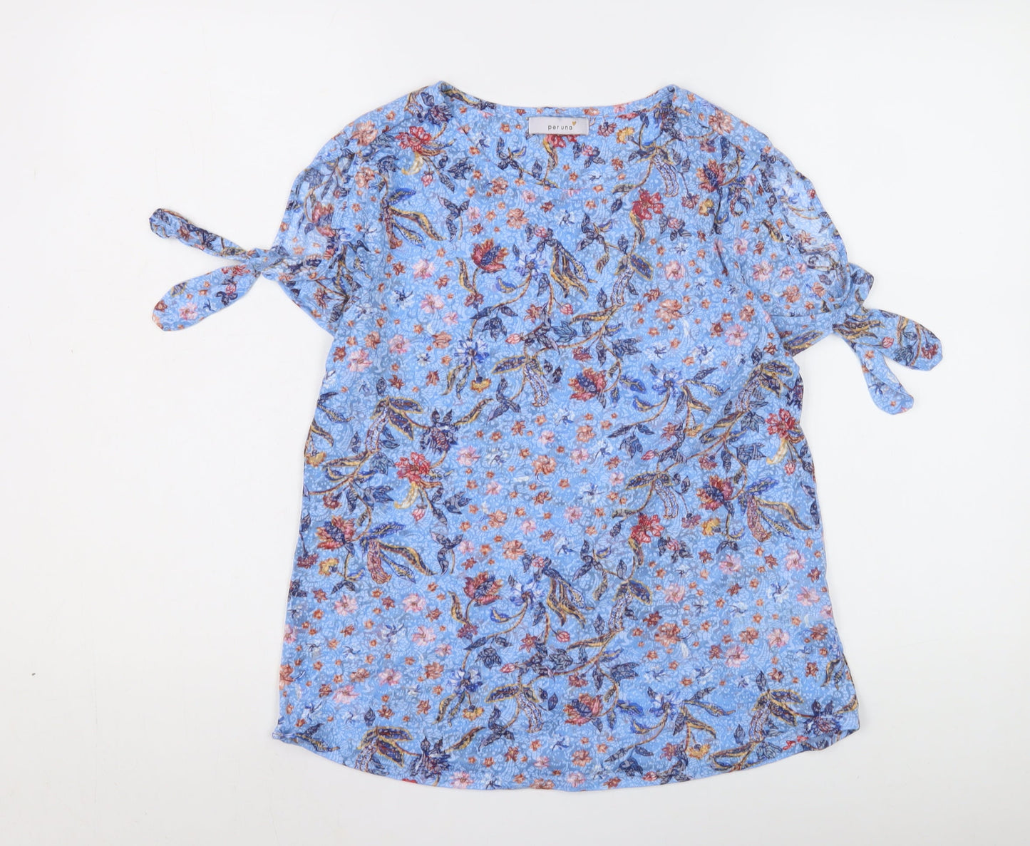Marks and Spencer Women's Blue Floral Blouse, Size 12