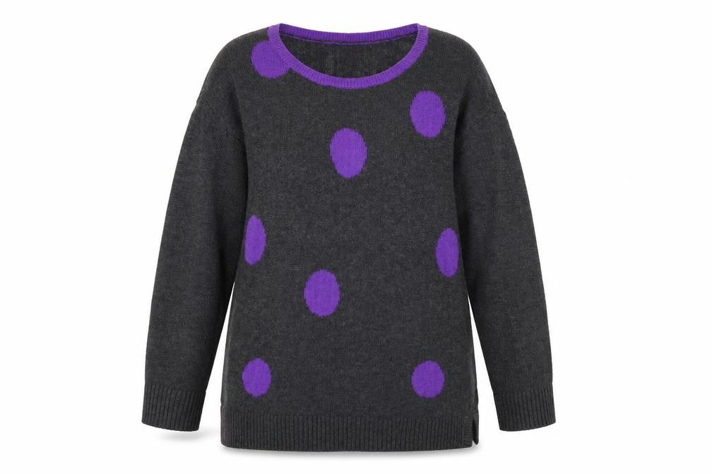 LOFT Women's Grey Polka Dot Pullover Jumper M