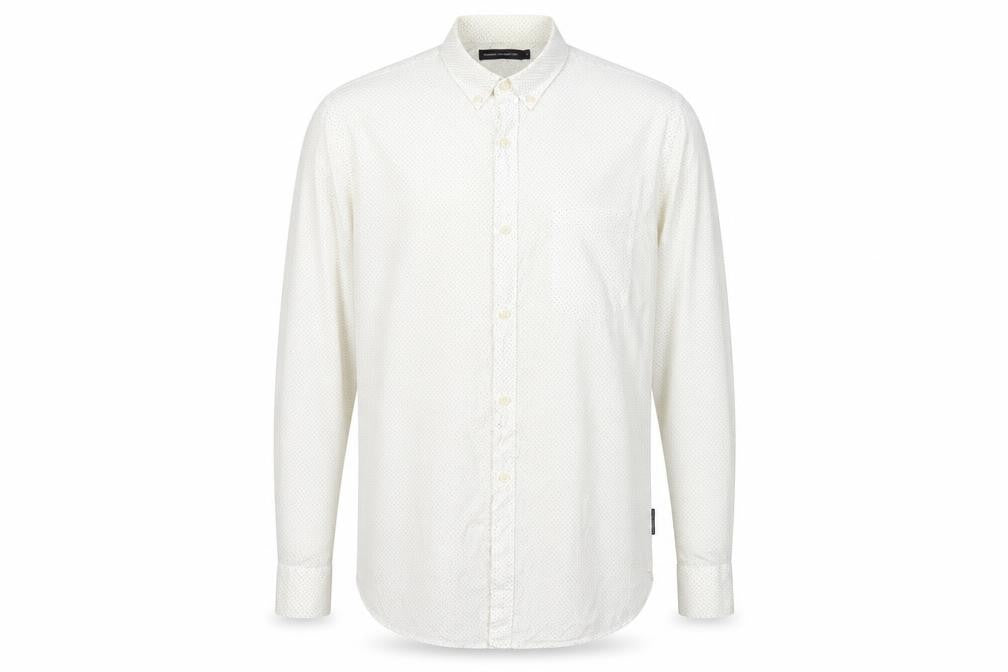French Connection Men's Ivory Shirt L, Button-Up