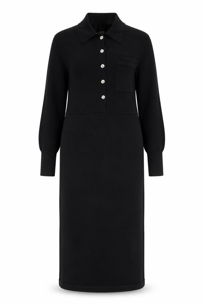 River Island Women's Black Shirt Dress S, Belted Knit