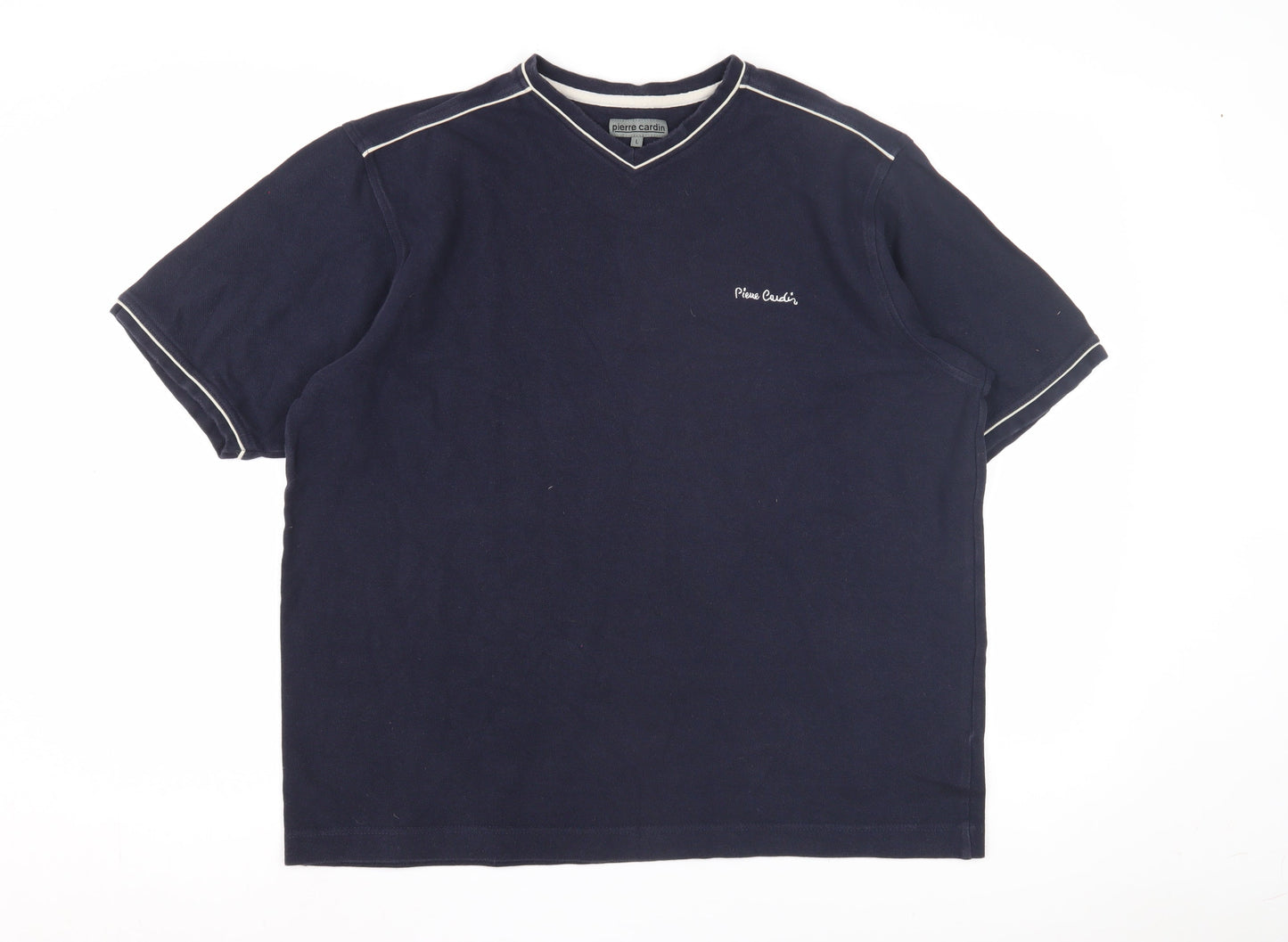 Pierre Cardin Men's Blue V-Neck T-Shirt L