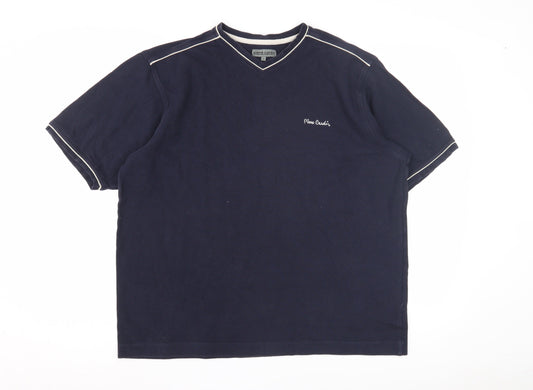 Pierre Cardin Men's Blue V-Neck T-Shirt L