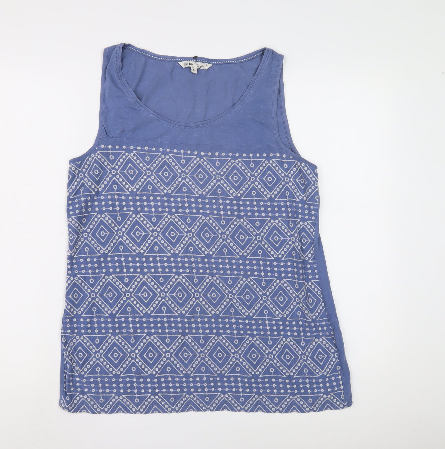 Fat Face Women's Blue Geometric Tank Top, Size 14