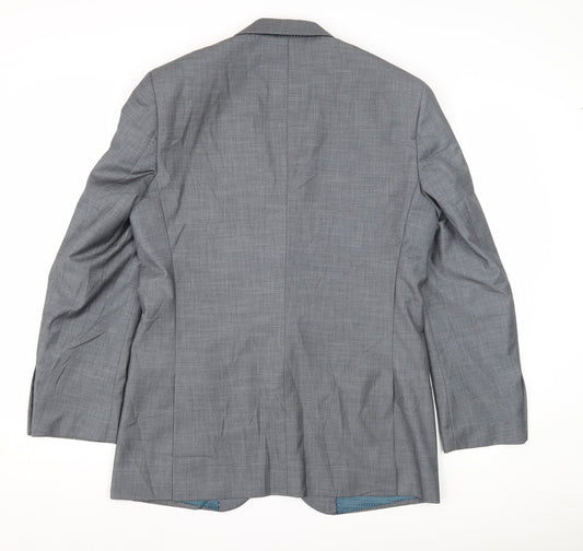 Greenwoods Men's Grey Single-Breasted Blazer, Size 38