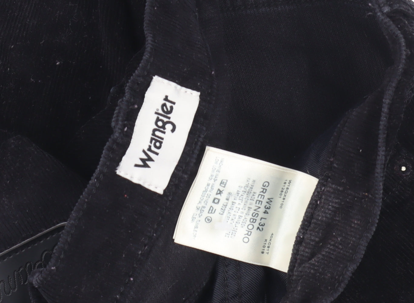 Wrangler Men's Black Corduroy Trousers 34