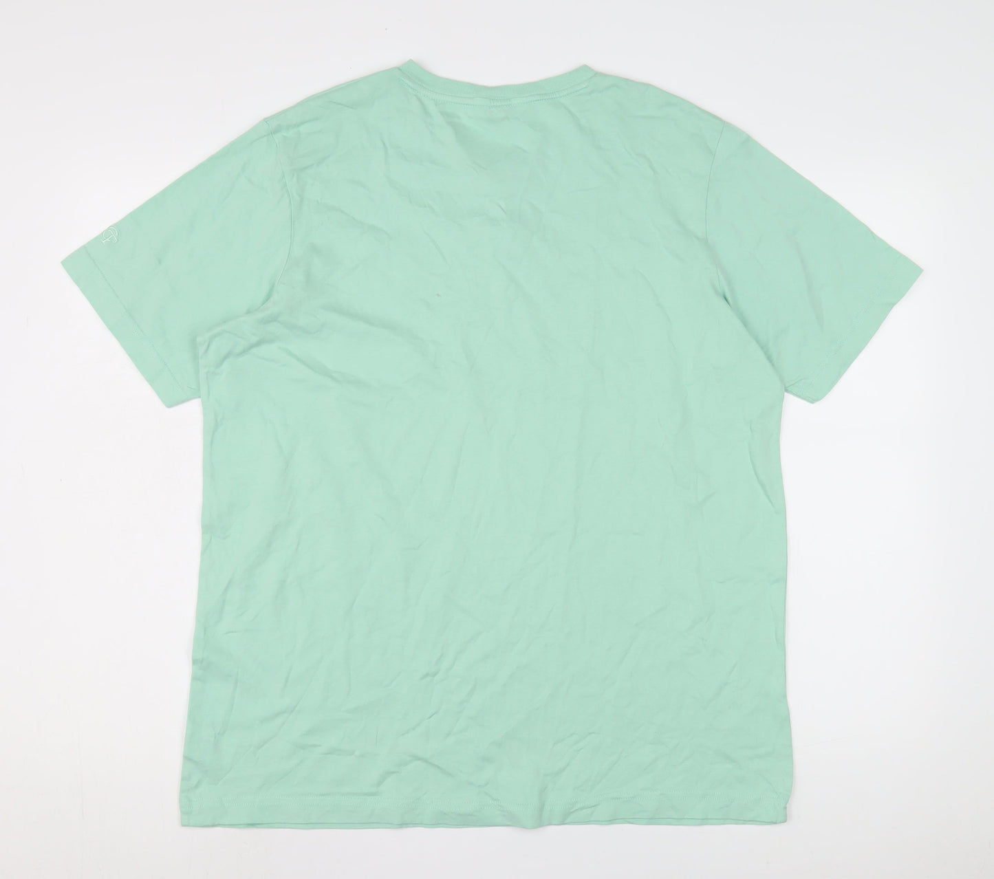 Cotton Traders Men's Green Henley T-Shirt Large