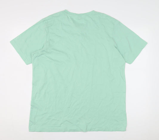 Cotton Traders Men's Green Henley T-Shirt Large