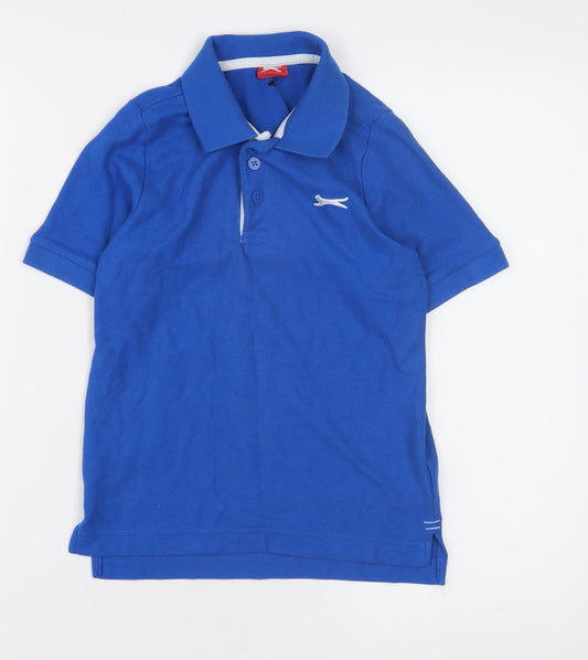 Slazenger Boys Blue Polo Shirt, 7-8 Years, Cotton, Casual