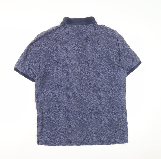 Penguin Men's Blue Paisley Polo Shirt Medium