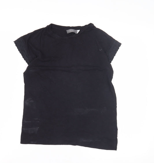 Mint Velvet Women's Black XS Crochet Accent T-Shirt