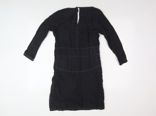 Wrangler Women's Black S Check Dress V-Neck Long Sleeve