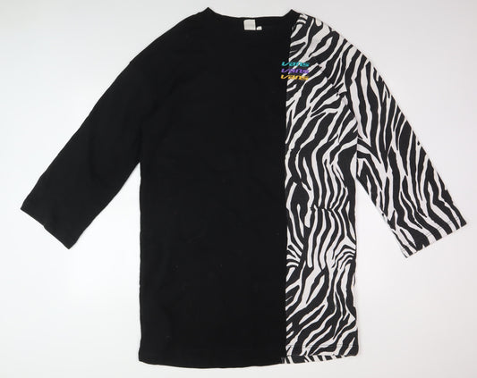 Vans Women's Black Animal Print T-Shirt Dress XL