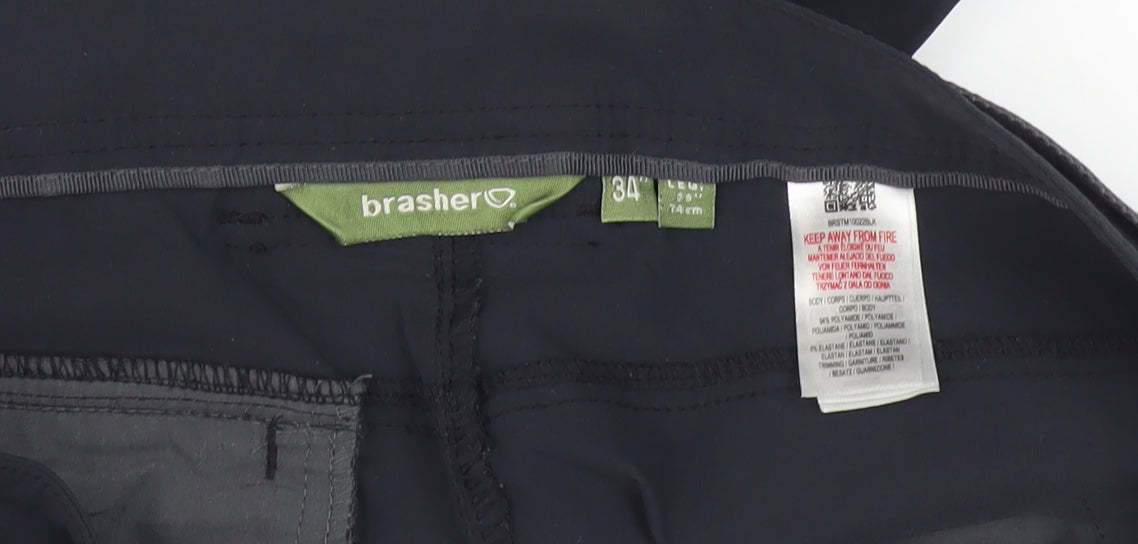 Brasher Men's Black Cargo Trousers 34