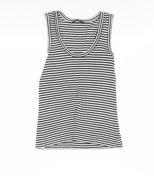 French Connection Women's Striped Tank Top, M, Black, Cotton