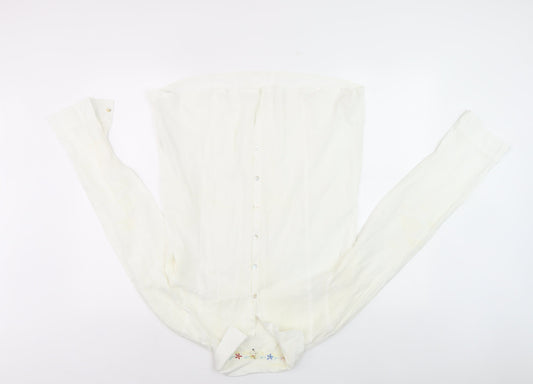 White Stuff Women's White Button-Up Shirt Size 10