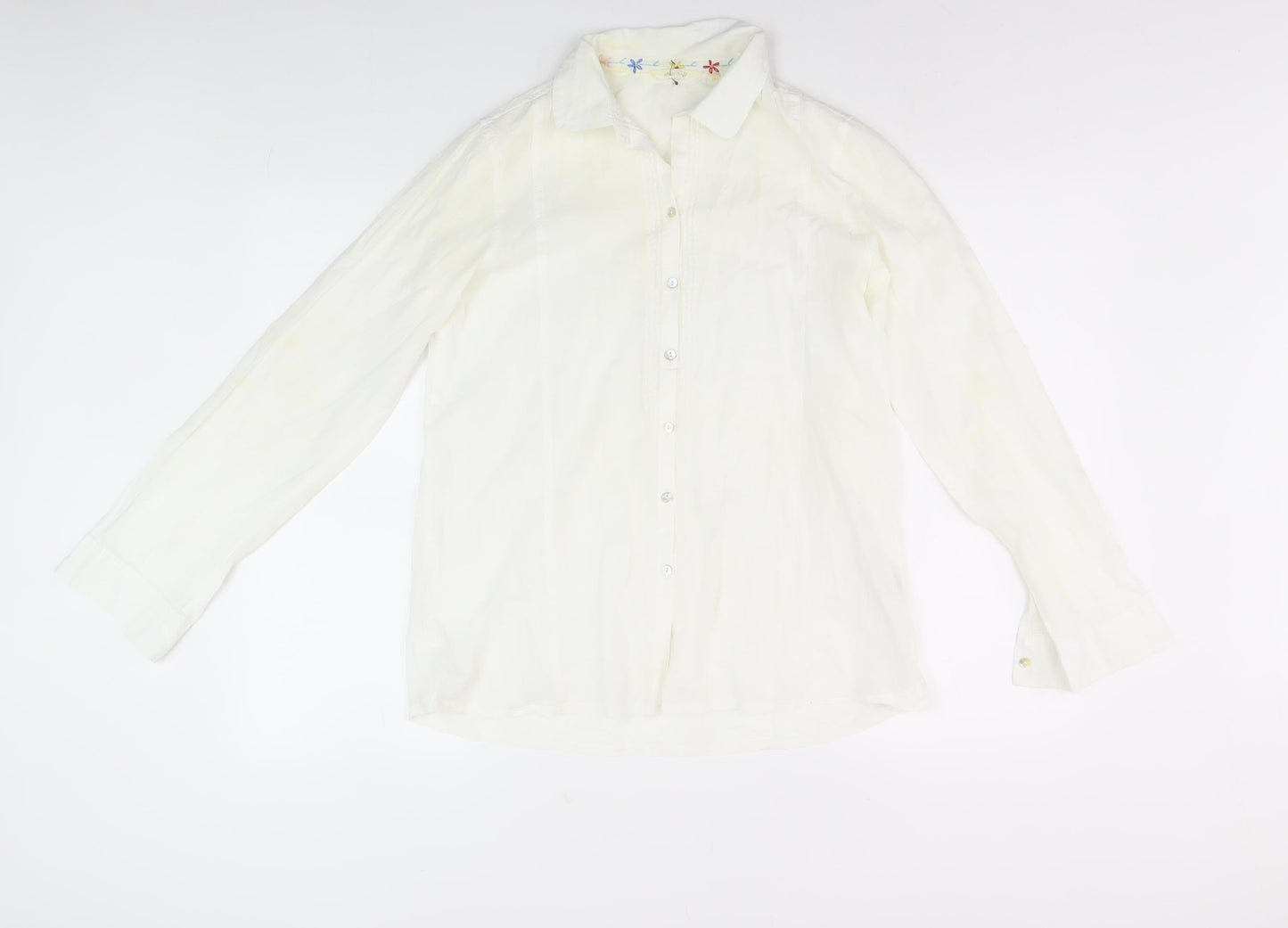 White Stuff Women's White Button-Up Shirt Size 10