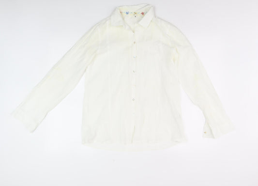 White Stuff Women's White Button-Up Shirt Size 10
