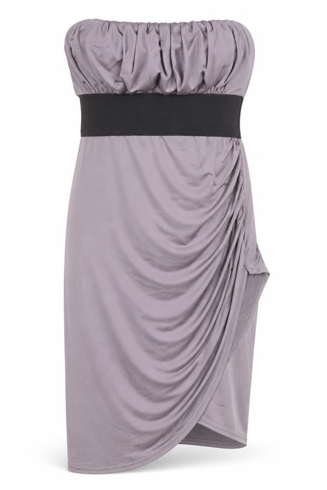 Look Grey Asymmetric Strapless Dress Women Size 14