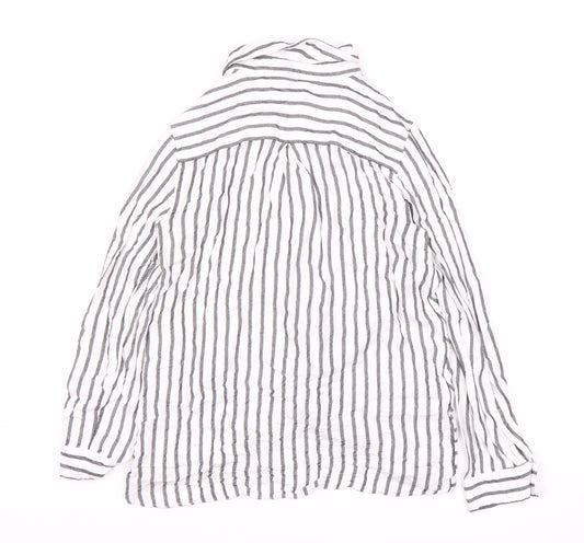 Mint Velvet Women's White Striped Button-Up Shirt, UK 8