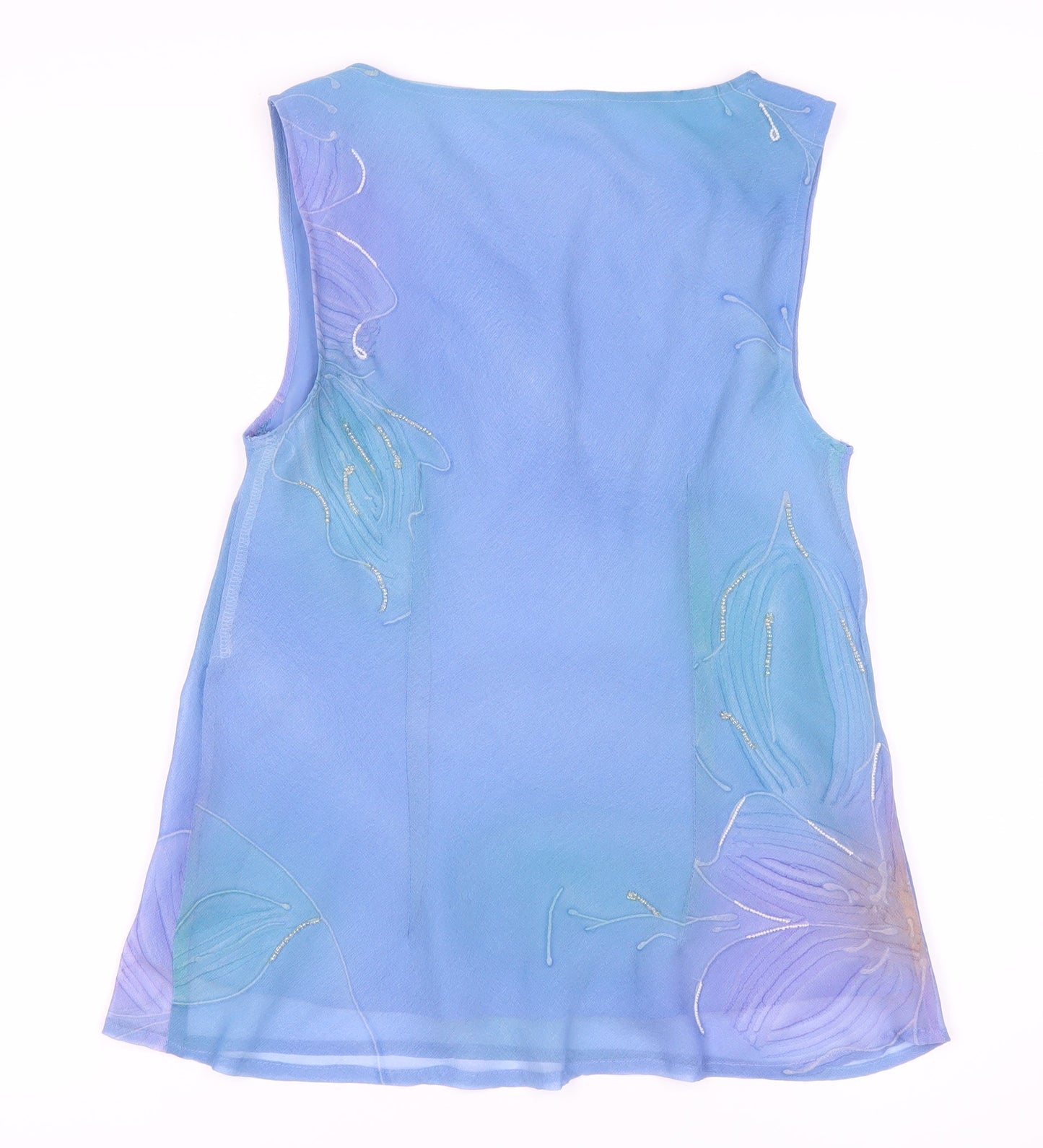 Viyella Women's Blue Floral Sleeveless Top Size 12
