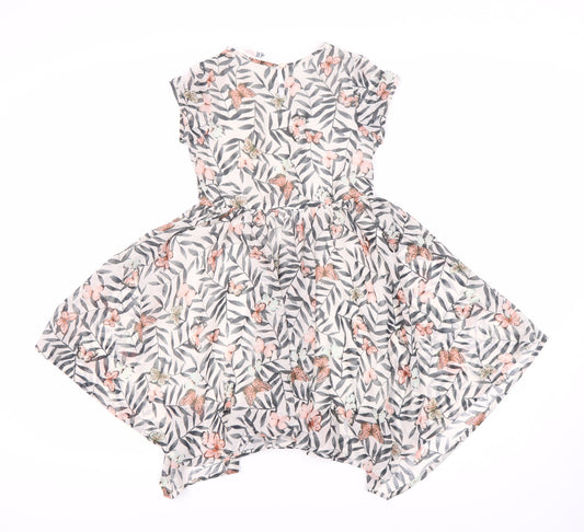H&M Girls Butterfly Dress Size 12 Floral Print Lined