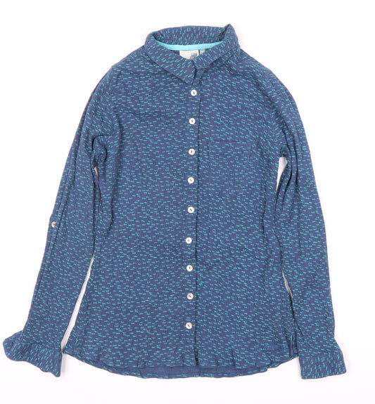 Weird Fish Women's Blue Button-Up Shirt, Size 12