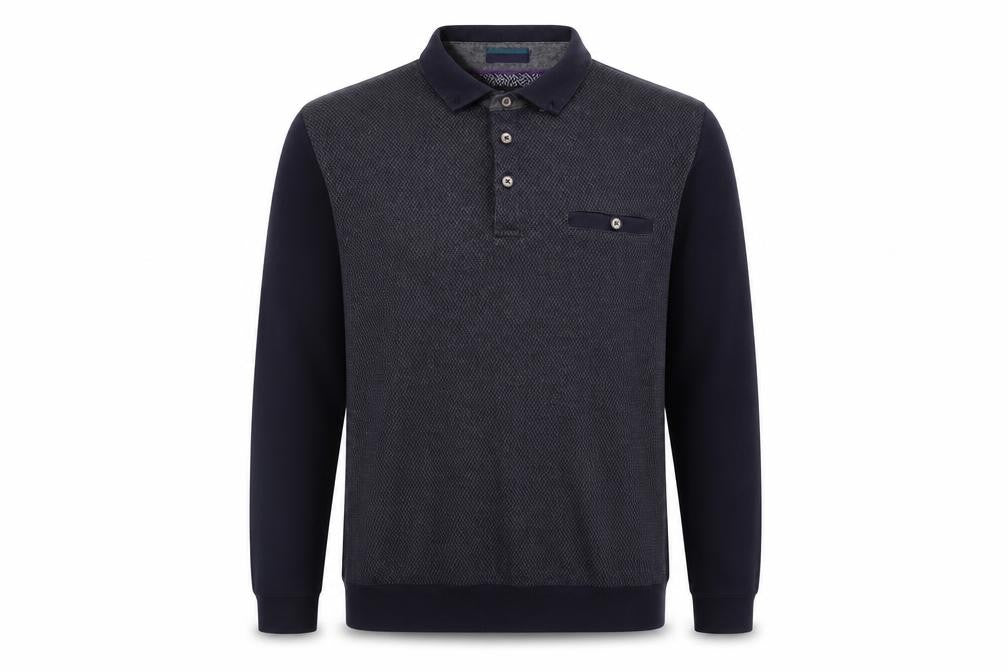 Ted Baker Men's Black Geometric Long Sleeve Polo S