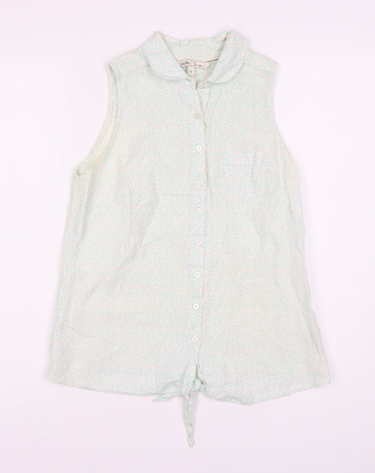 Fat Face Women's Ivory Floral Button-Up Top Size 8