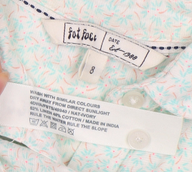 Fat Face Women's Ivory Floral Button-Up Top Size 8